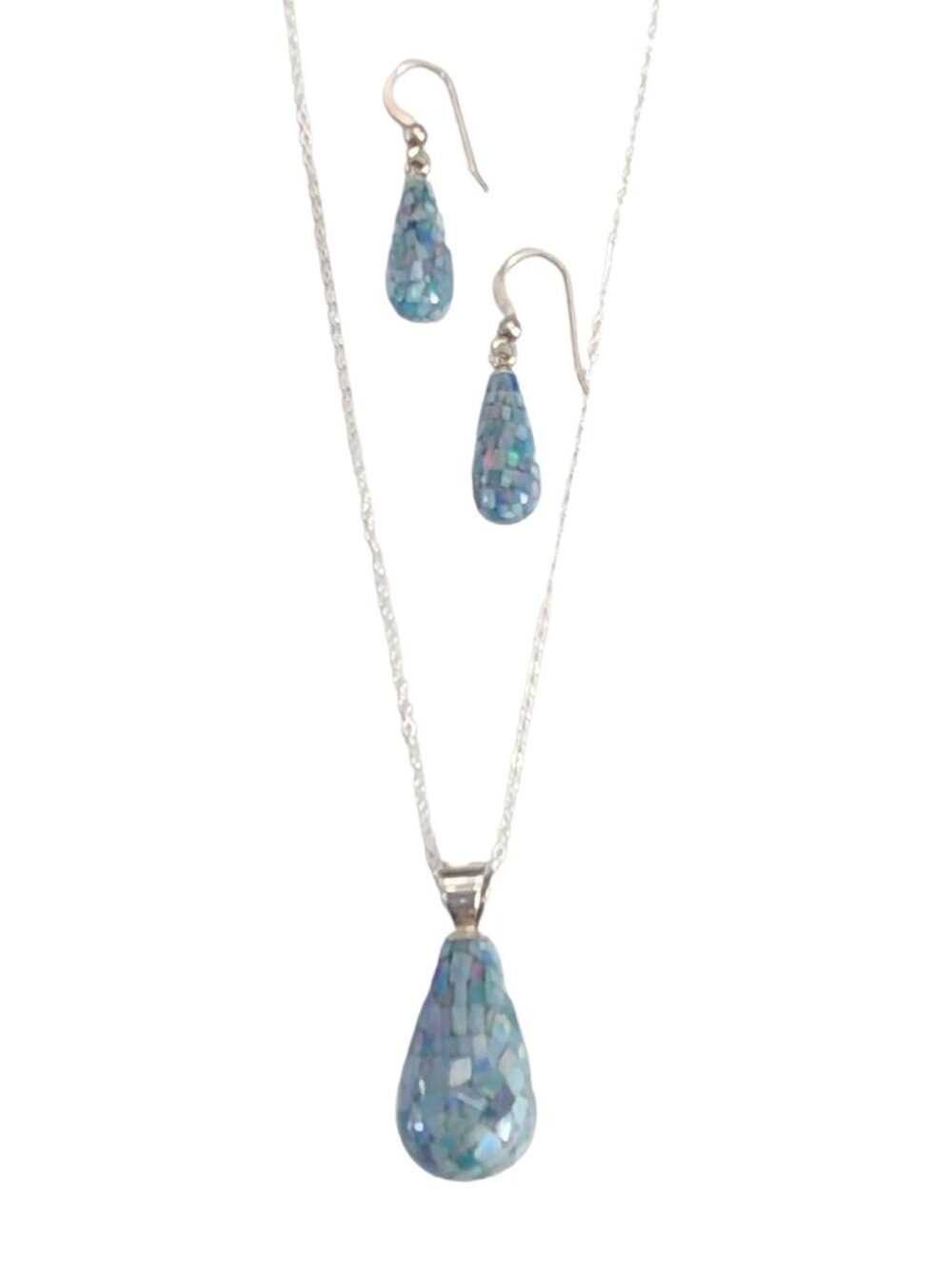 Jay King Micro Pave Opal Sterling Silver Necklace Earrings Set DTR